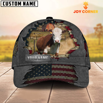 Joycorners Hereford Customized Name US Flag Net Cap