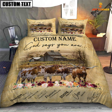 Joycorners Texas Longhorn God Says You Are Custom Name Bedding Set