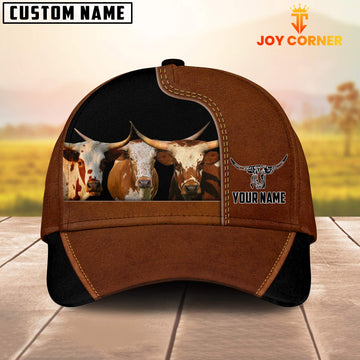 Joycorners Texas Longhorn Black Brown Farm Customized Name Cap