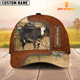 Joycorners Custom Name Black Hereford Cattle Cap On The Meadow