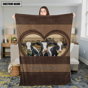 Joycorners Holstein In Heart Personalized Name Blanket