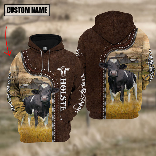 Joycorners Holstein Farming Leather Pattern Personalized 3D Hoodie