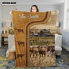 Joycorners Personalized Texas Longhorn Cattle In Field Farmhouse Blanket