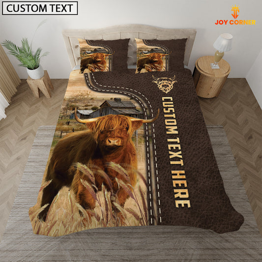 Joycorners Highland Custom Text Leather Pattern Bedding set