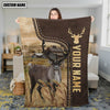 Joycorners Personalized Name Reindeer Leather Pattern Blanket