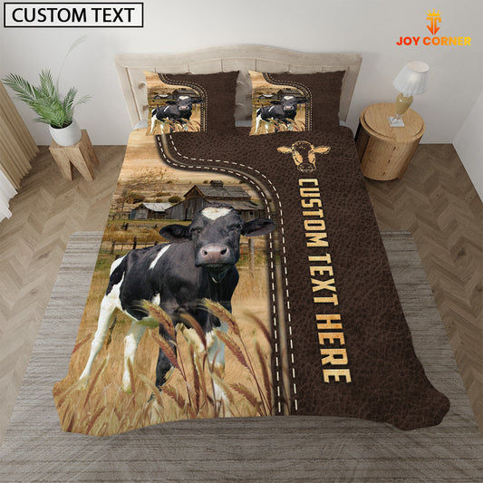 Joycorners Holstein Custom Text Leather Pattern Bedding Set