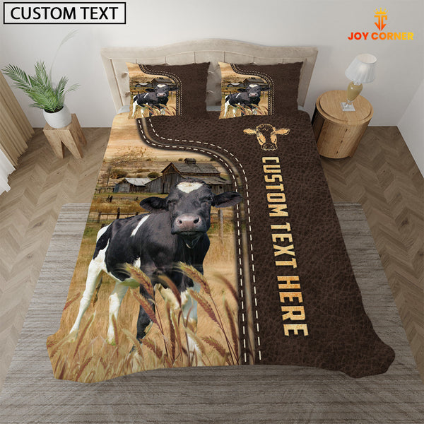 Joycorners Holstein Custom Text Leather Pattern Bedding Set
