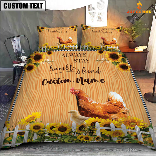 Joycorners Chicken Stay Humble And Kind Custom Name Bedding Set