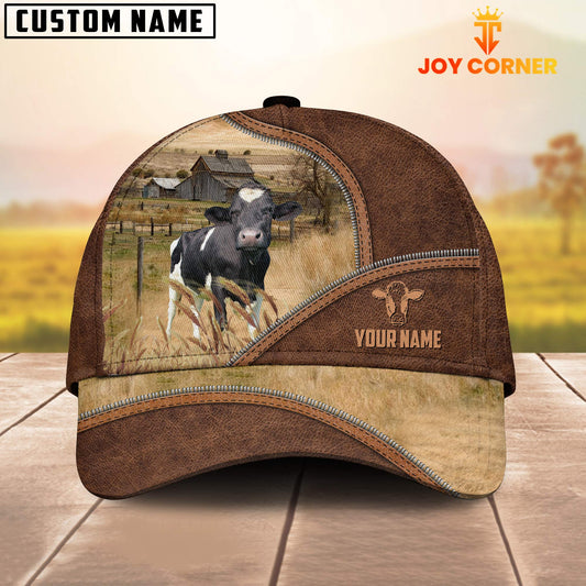 Joycorners Holstein Zipper Leather Pattern Customized Name Cap