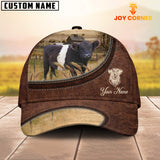 Joycorners Belted Galloway On The Farm Customized Name Leather Pattern Cap