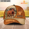 Joycorners Custom Name Red Angus Leather Pattern Cap TT3