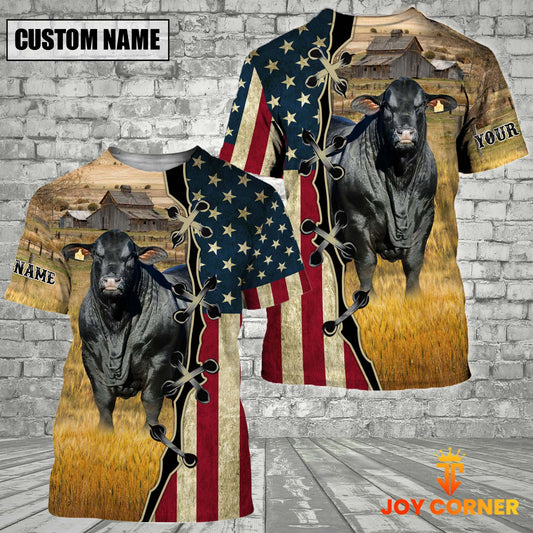Joycorners Brangus On Farms Custom Name American Flag 3D Shirt