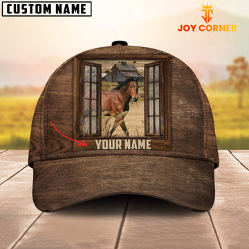 Joycorners Custom Name Horse Window Brown Cap