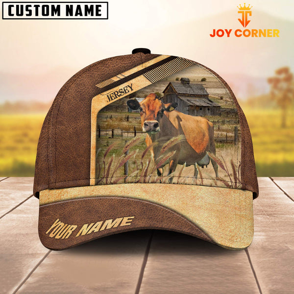 Joycorners Jersey Cattle Customized Name Brown Farm Cap