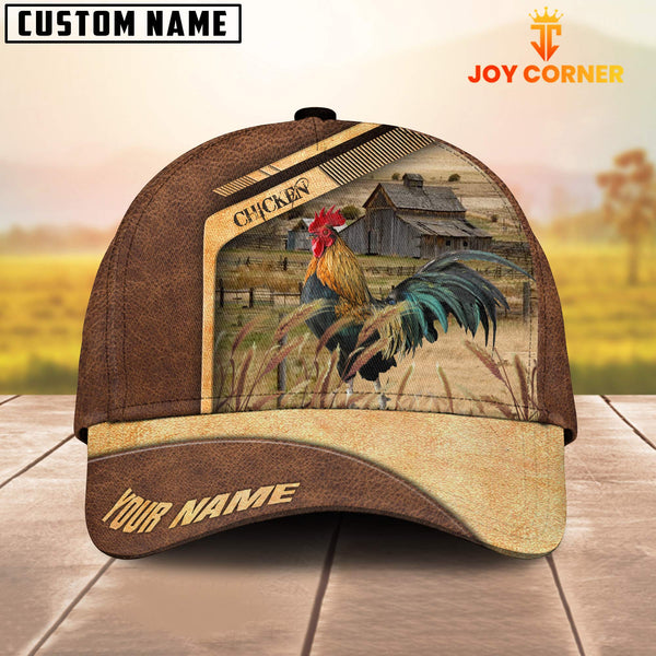 Joycorners Chicken Customized Name Brown Farm Cap