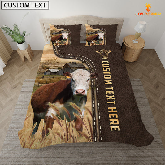 Joycorners Hereford Custom Text Leather Pattern Bedding Set