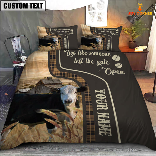 JoyCorners Black Hereford Like Someone Left The Gate Open Customized Name 3D Bedding Set