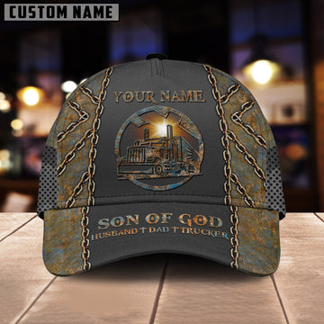 Joycorners Personalized Name Son Of God, Husband, Dad, Trucker 3D All Printed Cap