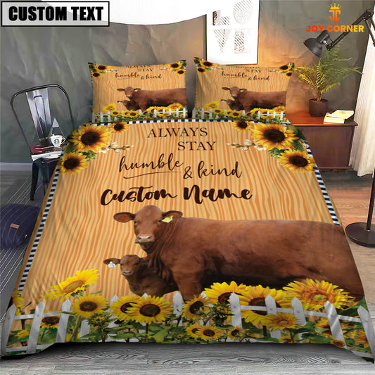 Joycorners Beefmaster Stay Humble And Kind Custom Name Bedding Set