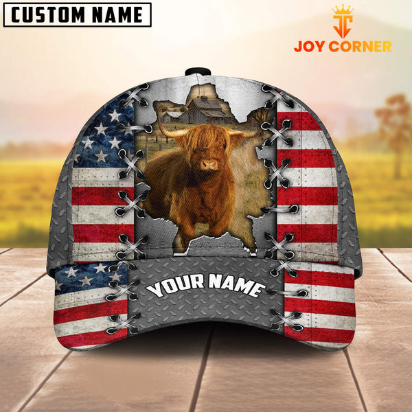 Joycorners Highland Customized Name US Flag Cap