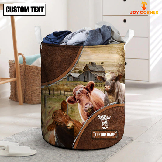 Joycorners Shorthorn Cow Custom Name Laundry Basket