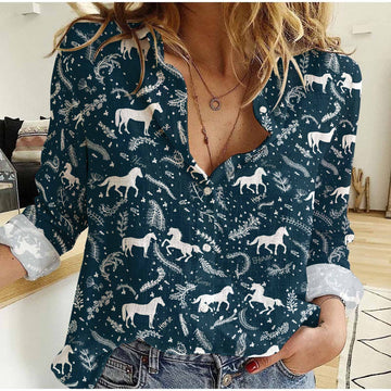 Joycorners Horse Navy Pattern Casual Shirt