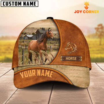 Joycorners Custom Name Horse Leather Pattern Cap TT8