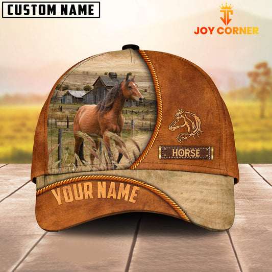 Joycorners Custom Name Horse Leather Pattern Cap TT8