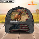 Joycorners Horse Customized Name US Flag Net Cap