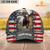 Joycorners Shorthorn Customized Name US Flag Cap