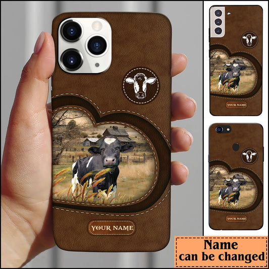 Joycorners Holstein Customized Name Leather Pattern Phone Case - Iphone