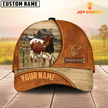 Joycorners Custom Name Pinzgauer Cattle Leather Pattern Cap