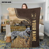 Joycorners Personalized Name Australian Cattle Dog Leather Pattern Blanket