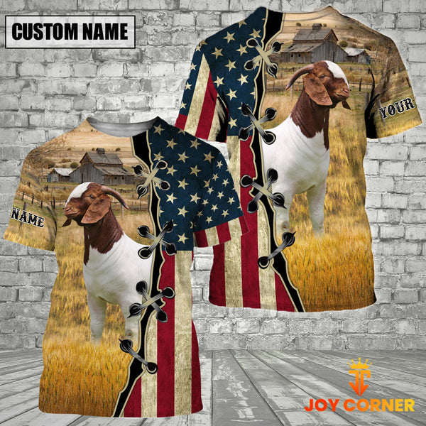 Joycorners Boer On Farms Custom Name American Flag 3D Shirt