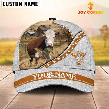 Joycorners Hereford White Pattern Customized Name 3D Cap