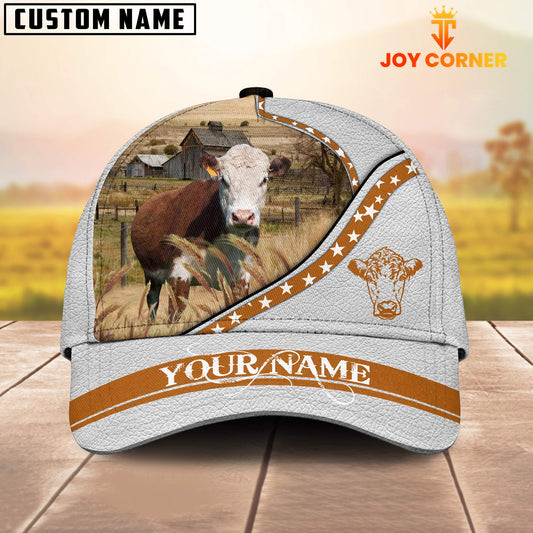 Joycorners Hereford White Pattern Customized Name 3D Cap