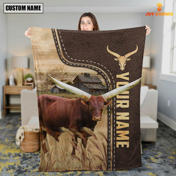 Joycorners Personalized Name Watusi Leather Pattern Blanket