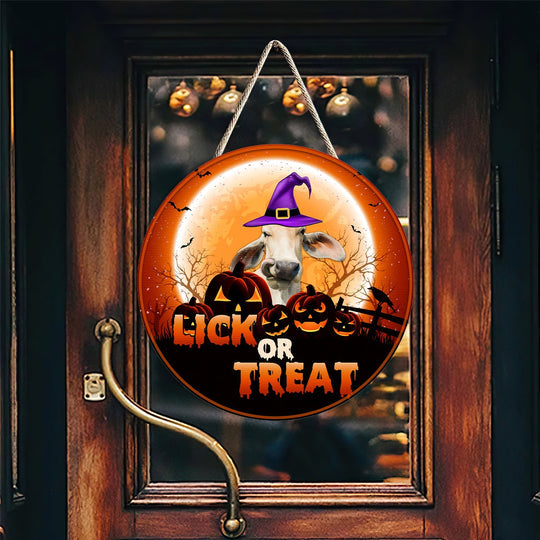 Joycorners Brahman Lick Or Treat Happy Halloween Wooden Sign