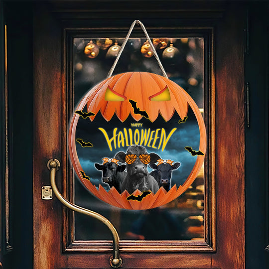 Joycorners Black Angus In Halloween Decoration Pumkpin Happy Halloween Wooden Sign