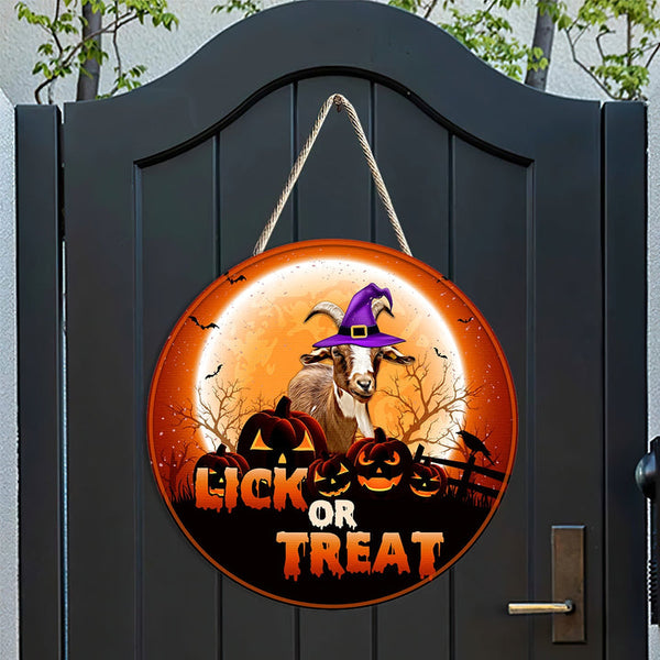 Joycorners Goat Lick Or Treat Happy Halloween Wooden Sign