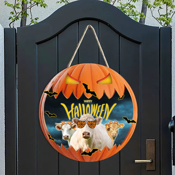 Joycorners Charolais In Halloween Decoration Pumkpin Happy Halloween Wooden Sign