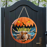 Joycorners Texas Longhorn In Halloween Decoration Pumkpin Happy Halloween Wooden Sign