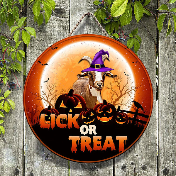 Joycorners Goat Lick Or Treat Happy Halloween Wooden Sign