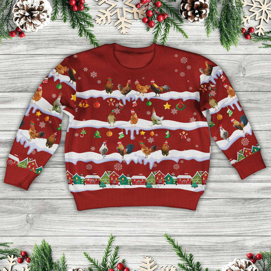 Joycorners Chicken Christmas Knitted Sweater For Kids