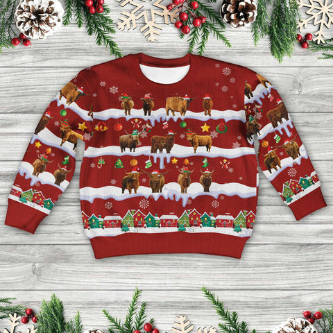 Joycorners Highland Christmas Knitted Sweater For Kids