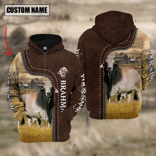 Joycorners Brahman Farming Leather Pattern Personalized 3D Hoodie