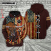 Joycorners Texas Longhorn US Flag Retro Personalized 3D Hoodie