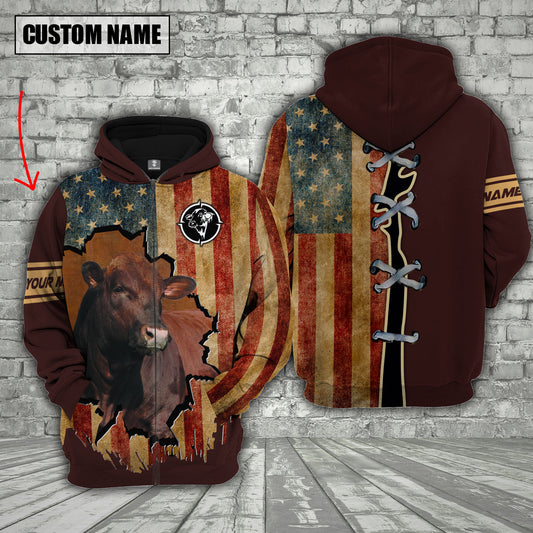 Joycorners Beefmaster US Flag Retro Personalized 3D Hoodie