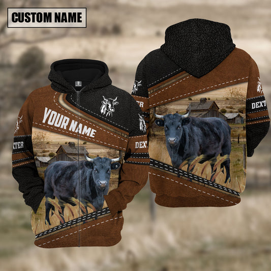 Joycorners Dexter  Cattle Leather Pattern Farm Personalized 3D Hoodie