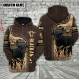 Joycorners Black Angus Cattle Brown Leather Personalized 3D Hoodie